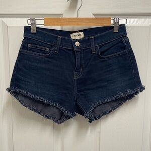 L’AGENCE Dark Blue Cut-Off Denim Shorts. Sz 24